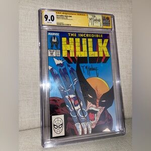 INCREDIBLE HULK #340 Wolverine Cover CGC SS 9.0 WHITE Signed by TODD MCFARLANE!